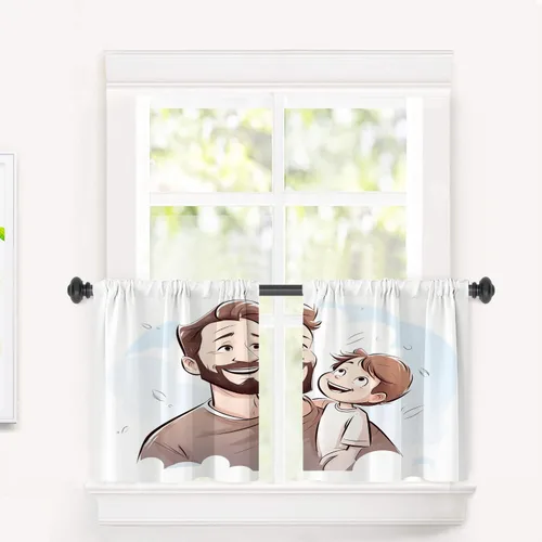 Vista 66 de Cortinas opacas de poliéster multicapa marrón con diseño de bosque natural, 2 unidades, 26 x 24 pulgadas