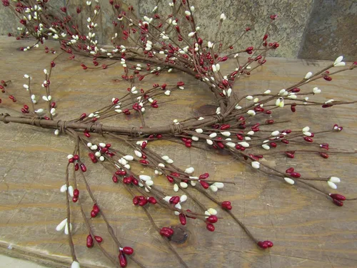 Vista 3 de Gorgeous Primitiva 55" Crema y rojo PIP Arroz Berry guirnalda flexible y Bendable