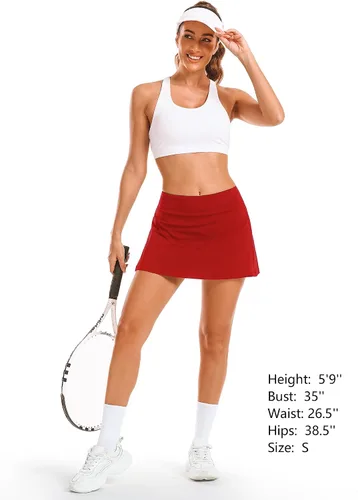 Vista 4 de Stelle Faldas de tenis y golf para mujer, cintura alta con bolsillos, pantalones cortos interiores para atletismo, deportes, correr, pickleball