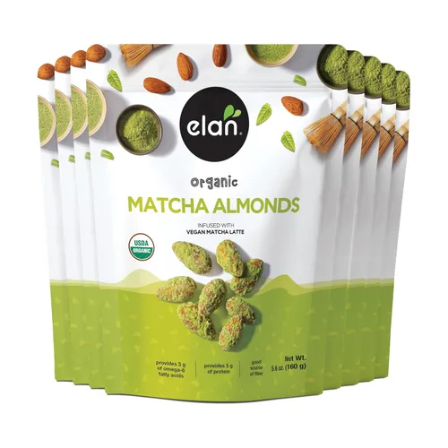Vista 8 de Elan Almendras orgánicas matcha, 5.6 onzas, sin OMG, sin gluten, veganas, kosher, nueces con infusión de superalimentos