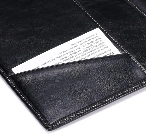 Vista 5 de Portafolios Junior de Cuero para Hombres y Mujeres con Presilla para Bolígrafo, Piel de Becerro Italiana, Carpeta Portafolio de Negocios
