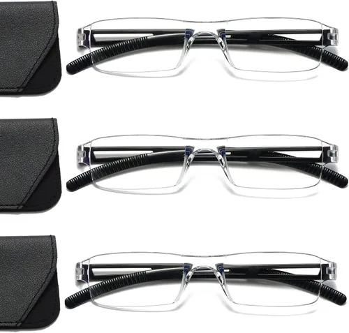 Vista 9 de Viseng Gafas de lectura y gafas de sol 3 en 1 con luz azul, lectores ultraligeros sin montura para hombres y mujeres, visión HD para interiores
