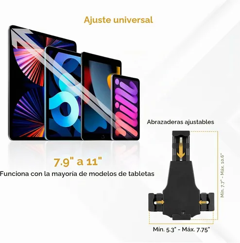 Vista 4 de Mount-It! Soporte universal para quiosco POS para tablet con bloqueo de cable y soporte de montaje en pared, abrazadera ajustable para tabletas