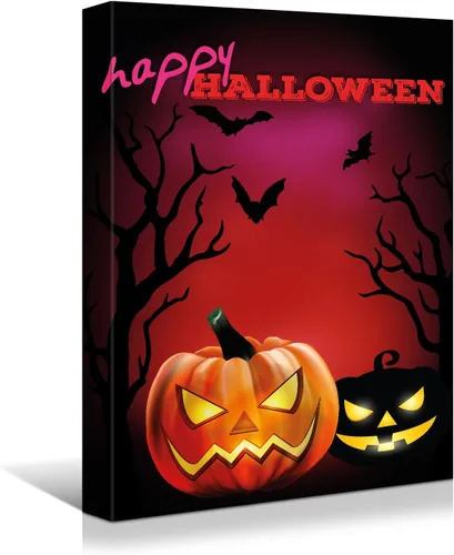 Vista 27 de Wewejia -Lienzo de Halloween pintura de pared de máscara de Halloween rojo/azul fantasma imagen póster impresiones de Halloween arte de pared