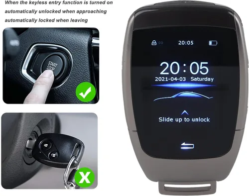 Vista 3 de Llave inteligente para automóvil, bloqueo de desbloqueo automático de entrada sin llave todo en uno con pantalla LCD de 2 pulgadas, accesorio