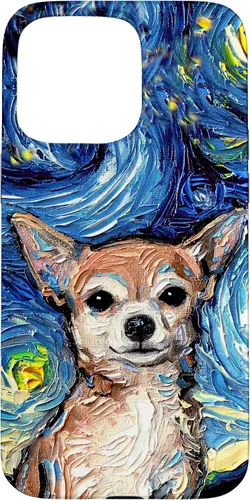 Vista 31 de Aja - Funda para iPhone 17, diseño de perro de noche estrellada, color marrón
