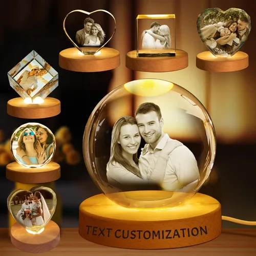 Vista 11 de Regalo de foto de cristal 3D personalizada – Imagen personalizada para el Día del Padre, cumpleaños, aniversario – Recuerdo para papá, parejas