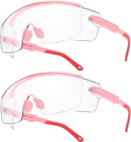 Vista 8 de Paquete de 2 lentes de seguridad para colocar sobre gafas con lente antivaho y arañazos, lentes de seguridad ANSI Z87.1, patillas ajustables