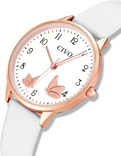 Vista 9 de CIVO Reloj de pulsera para mujer, correa de cuero, analógico, de cuarzo, impermeable, de moda, simple, fácil de leer, con exquisito dial de mariposa