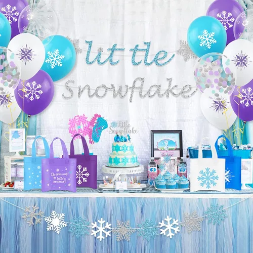 Vista 5 de 20 unidades de regalos de fiesta de copo de nieve, bolsas de dulces no tejidas de invierno congelados, regalos temáticos para niños, copo de nieve