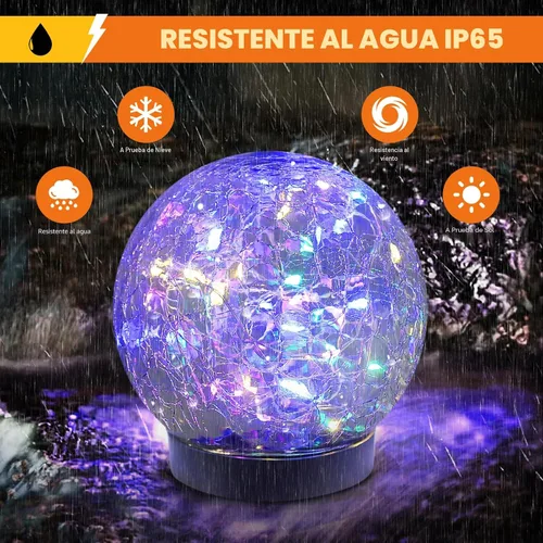 Vista 2 de MLKNK Luces solares de globo para exteriores, impermeables, bolas solares, luces solares de jardín, orbes para exteriores, paquete de 2 bolas