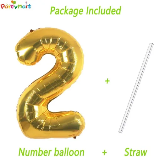 Vista 2 de Globos de papel de aluminio dorado (número 1, 40 pulgadas)