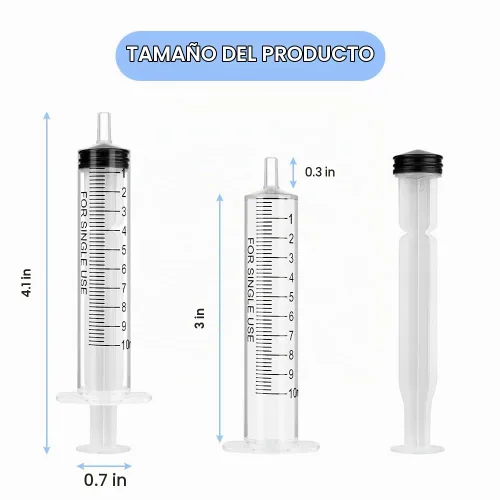 Vista 2 de Jeringas de plástico OFFCUP, juego de 8 jeringas sin aguja, jeringa de medición de 10 ml con punta Luer Slip para rellenar y medir líquidos
