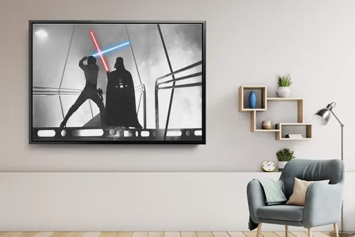 Vista 2 de Star Wars Luke Skywalker - Lienzo decorativo para pared, diseño de escena de lucha de Darf Vader, varios tamaños