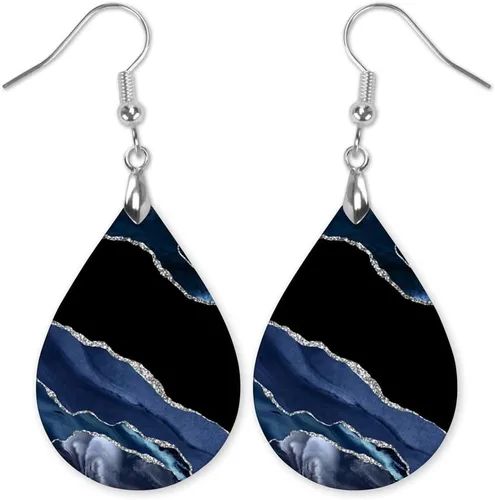 Vista 14 de Dangle Earrings for Women Colorful Dangling Drop Statement Jewelry Printed MDF Wood Teardrop Double Side Print Handmade by The Painted Pug