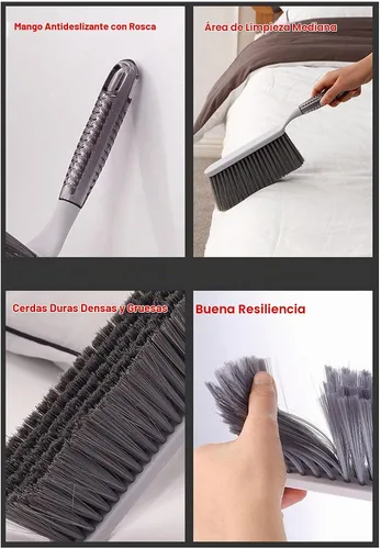 Vista 4 de Cepillo para polvo, escoba de cerdas de plástico firmes cortas y Gris