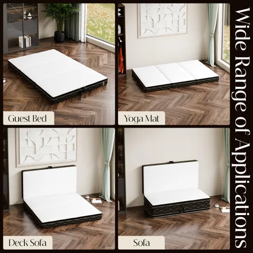 Vista 4 de GEMBED Colchón de Espuma Viscoelástica Tri-Fold - Cama de Piso Plegable Portátil de 3 Pulgadas con Funda Lavable y Base Antideslizante, Ahorra