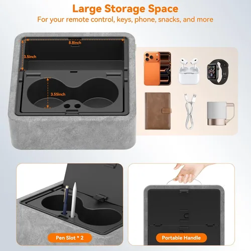 Vista 4 de KDD Soporte de almohada para tableta, soporte ajustable para iPad para cama, regazo y escritorio con dos portavasos y bandeja de almacenamiento