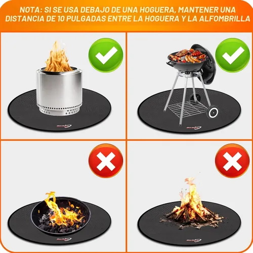 Vista 6 de DocSafe Alfombrilla para hoguera de 36 pulgadas para estufa individual, 4 capas de doble cara ignífuga debajo de la parrilla protector para terraza