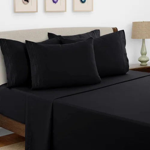 Vista 324 de LUX Décor - Juego de sábanas Twin de microfibra ultrasuave de 3 piezas con sábana encimera, sábana bajera de 16 pulgadas de profundidad y funda