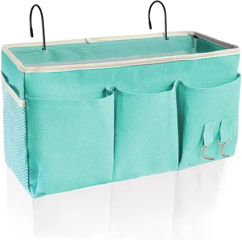 Vista 14 de Organizador de almacenamiento colgante para literas y camas de hospital, cama de dormitorio universitario, se puede colocar lentes, libros, Negro