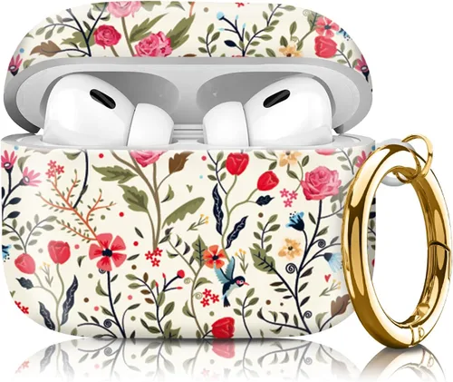 Vista 11 de Funda compatible con AirPod Pro de 2ª/1ª generación con llavero, funda protectora completa a prueba de golpes para auriculares inalámbricos