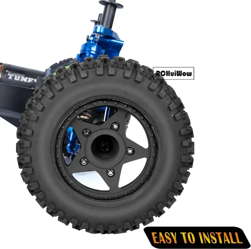 Vista 3 de Ruedas y neumáticos hexagonales RC de 0.472 in/0.551 in para camión escala 1/10, neumáticos de camión RC para 1/10 Slash 2WD 4×4 Senton Axia1 L0SI