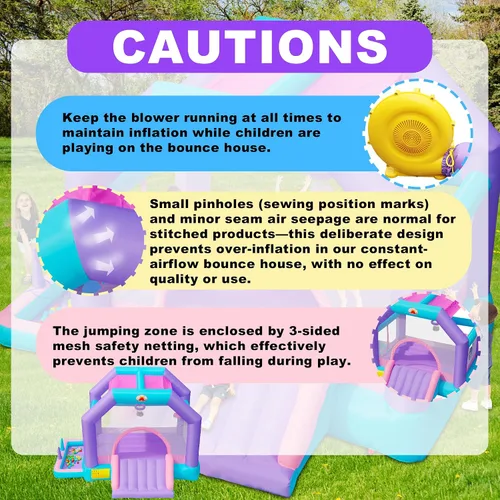Vista 9 de Inflatable Bounce House with Blower, Jumping Castle for 5 Kids