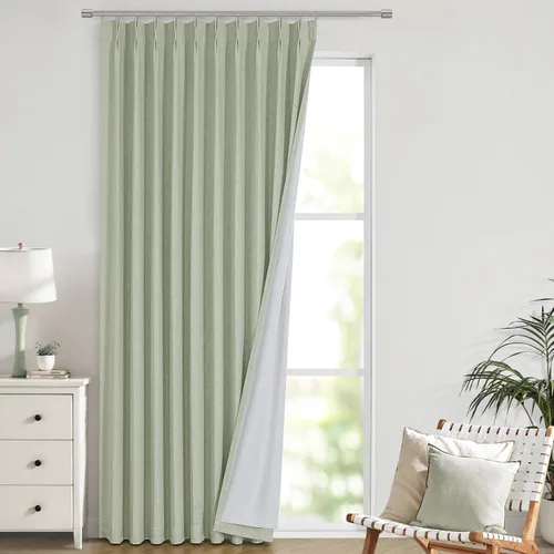 Vista 38 de Vision Home Cortinas marrones con pliegues pinzados, opacas completas, cortinas de ventana de lino mezclado para oscurecer la habitación, cortinas
