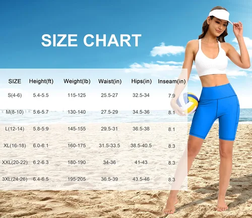Vista 6 de Blouty Pantalones cortos de natación de cintura alta de 7 pulgadas con bolsillos UPF50+ pantalones cortos de natación para mujer con forro