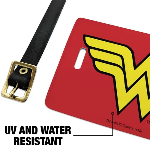 Vista 4 de Wonder Woman - Juego de 2 tarjetas de identificación con logotipo clásico para equipaje de mano