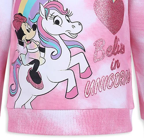 Vista 6 de Disney Minnie Mouse Girls - Conjunto de sudadera con capucha y pantalones deportivos para niños pequeños y niños pequeños, color rosa