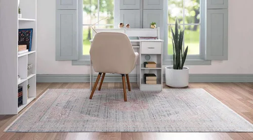 Vista 4 de Unique Loom Noble Collection - Alfombra de área tradicional, envejecida, vintage, geométrica, con borde (2' 2 x 3' 0 rectangular, azul/beige)