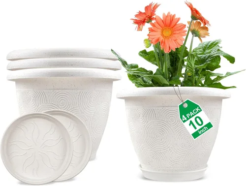 Vista 11 de Fodetyff Macetas de 6 Pulgadas para Plantas de Interior y Exterior, Juego de 6 Macetas Pequeñas de Plástico con Agujero de Drenaje y Bandeja, Maceta