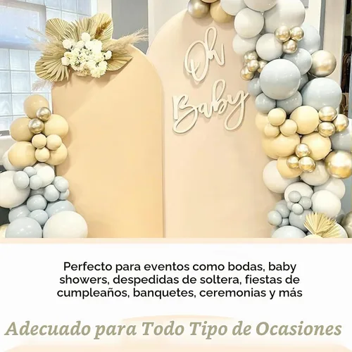 Vista 7 de Juego de 3 fundas de elastano ajustables para arco de boda, color beige, cubierta de fondo para arco de Chiara, parte superior redonda, para boda