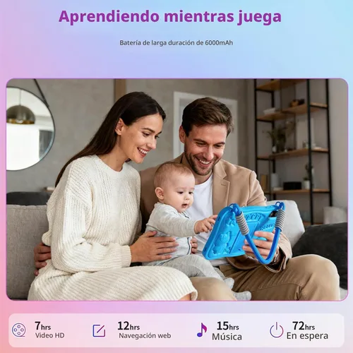 Vista 5 de Tableta para niños, tableta Android 16 para niños de 10 pulgadas Azul
