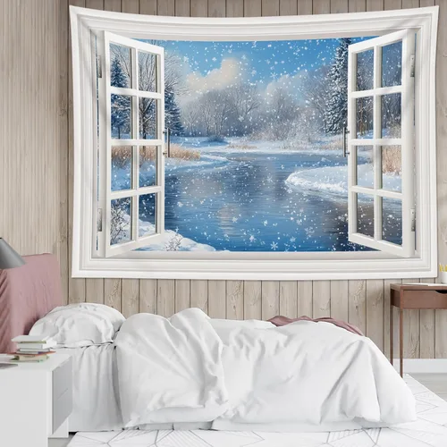 Vista 17 de HVEST Tapiz de mariposa para decoración de habitación, mariposas azules de fantasía en cielo estrellado, tapiz para colgar en la pared, tapiz negro