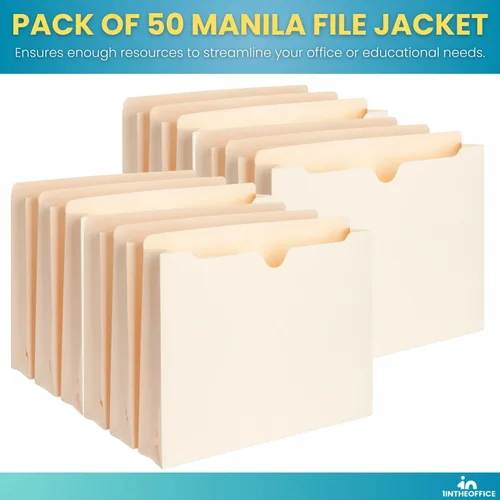 Vista 7 de 1InTheOffice Chaqueta de archivo, expansión de 2 pulgadas, almacenamiento de archivos Manila, tamaño carta, paquete de 50