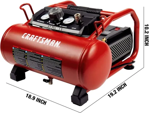 Vista 6 de Craftsman - Compresor de aire, 3 galones, 1,5 HP Max 155 Psi, sin aceite, portátil, color rojo, modelo CMXECXA0200341
