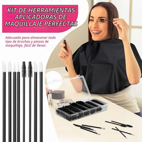 Vista 2 de Maitys - Kit organizador de 260 aplicadores de maquillaje desechables, color negro