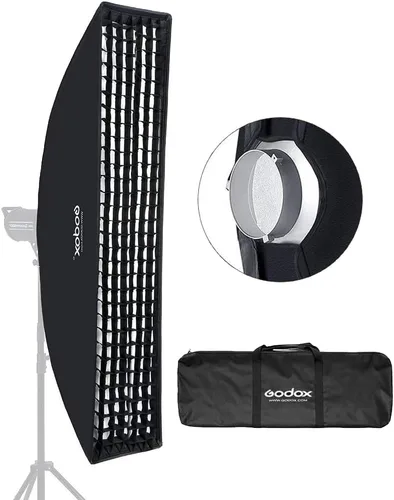 Vista 10 de Godox 8.7 in x 35.4 in 8.6 "x 35.4" Tira de colmena Honeycomb Grid Softbox Bowens Mount para Godox Flash Light y otras luces de flash de estudio
