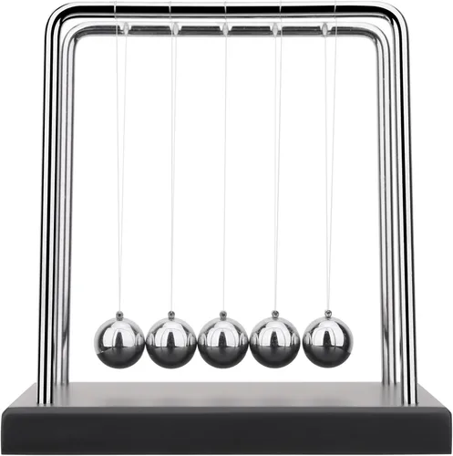 Vista 3 de SEVNPRIME Bolas de equilibrio de cuna de Newton con 5 cuentas grandes, juguetes de escritorio, decoraciones de oficina con base de madera negra