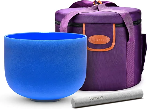 Vista 24 de TOPFUND 528 Hz Solfeggio Crystal Singing Bowl 8 inch with Heavy Duty Carrying Case and Suede Mallet