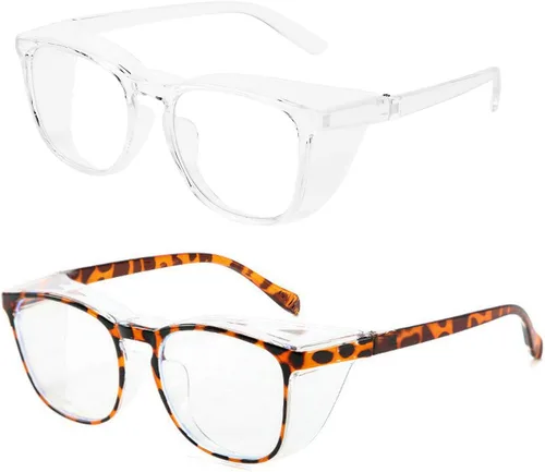 Vista 21 de Anteojos de seguridad que no se empañan, con protección UV400, lentes con bloqueo de luz azul para hombres y mujeres, anteojos transparentes