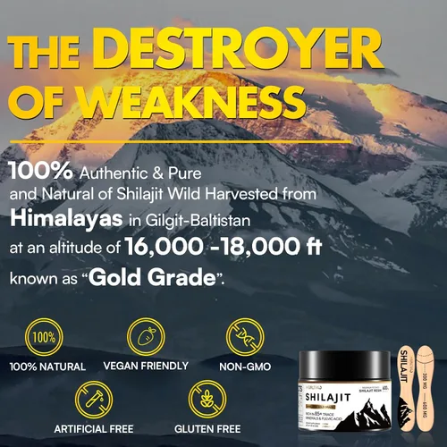 Vista 6 de Resina Shilajit, Shilajit orgánica del Himalaya, 600 mg de potencia de grado oro, Shilajit para hombres y mujeres con más de 85 minerales y ácido