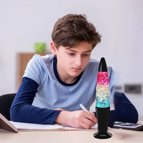 Vista 3 de Playlearn - Lámpara de purpurina de 13.5 pulgadas, USB, cristal, lámpara de noche con purpurina