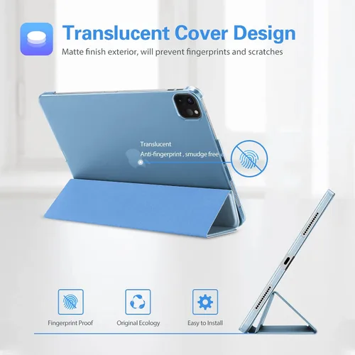 Vista 4 de ProCase Funda inteligente para iPad Pro de 12.9 2022/2021/2020/2018, carcasa rígida con soporte delgado para iPad Pro de 12.9 pulgadas, 6ª Celeste