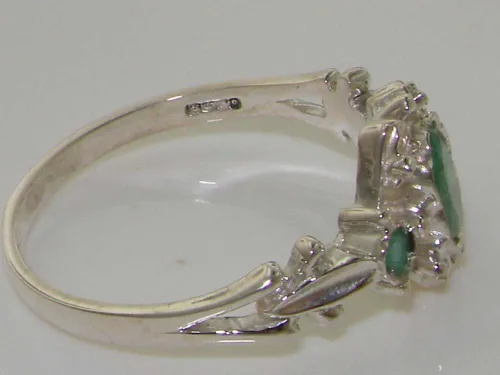 Vista 4 de Anillo de plata de ley 925 auténtica esmeralda para mujer