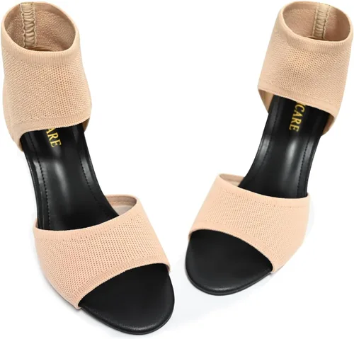 Vista 8 de Tacones de Puntera Abierta para Mujer, Sexys Tacones de Aguja de 3 Pulgadas, Sandalias de Tacón para Mujer con Puntera Abierta, Amplias, de Tejido