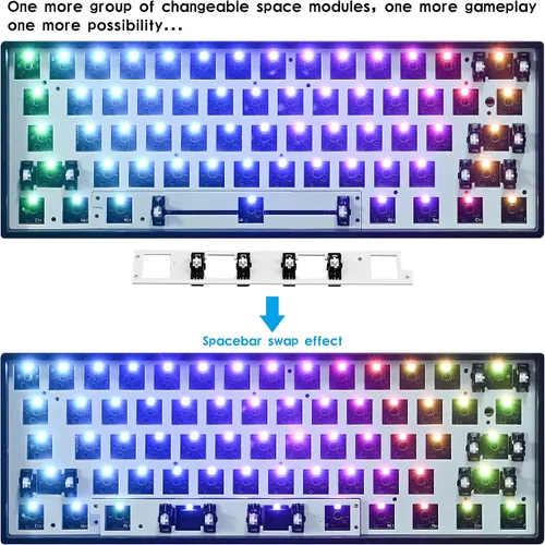Vista 3 de Guffercty kred GK61X PCB Plate Case 60% Teclado personalizado Teclado RGB intercambiable en caliente Kit de bricolaje con cable Tyce-C para GK61X